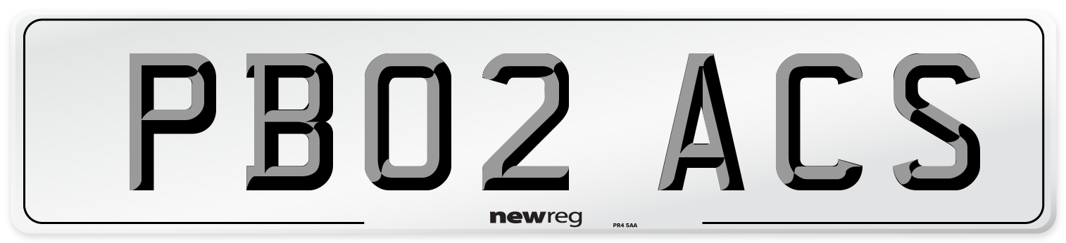 PB02 ACS Number Plate from New Reg